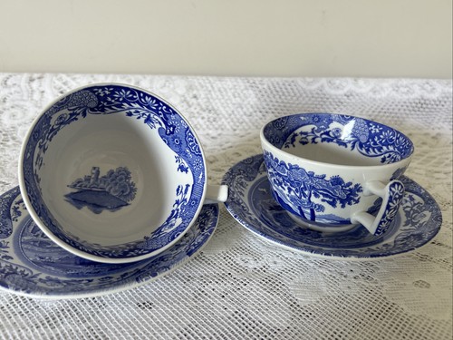 Spode blue italian teacups - 2,