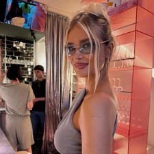 Miu Miu MU A51S ZVN10P Gold Light Blue Lens Women Wrap Sunglasses AUTHENTIC