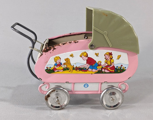 Vintage pink metal baby - pink,