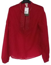 H&M CONSCIOUS COLLECTION BLOUSE KURTA TUNIC KAFTAN - 12 - RED - NEW WITH TAGS