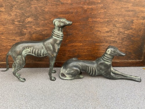 Pair vintage bronze dogs - vintage,