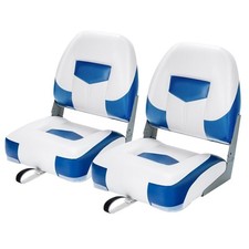 Set of 2 Ergonomic Fishing Yacht Seat Folding Boat Chair with Strap Blue
