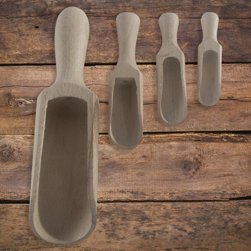 10x wooden scoops 4 sizes - scoops,