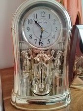 Rhythm Gold Mantle Clock Rotating Pendulum Musical Fur Elise On The Hour Vintage