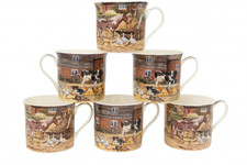Set of 6 Fine China Farmyard Mugs Leonardo Collection Country Life Design FarmSe