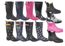 LADIES  GIRLS WELLINGTON  WIDE CALF & SHORT FASHION LONG ANKLE PATTERNED  4-8