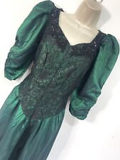 Green dress taffeta Prom Alfred Angelo 80s Cocktail evening size 10