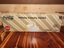 Coca Cola Holiday Creamy Vanilla Zero Sugar Soda Pop, 12 Pack of 12oz Cans