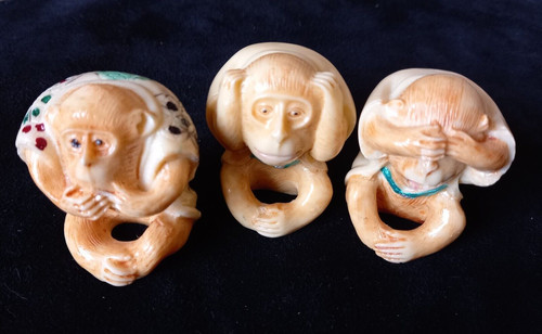 Wise monkeys sculpture resin - sculpture,
