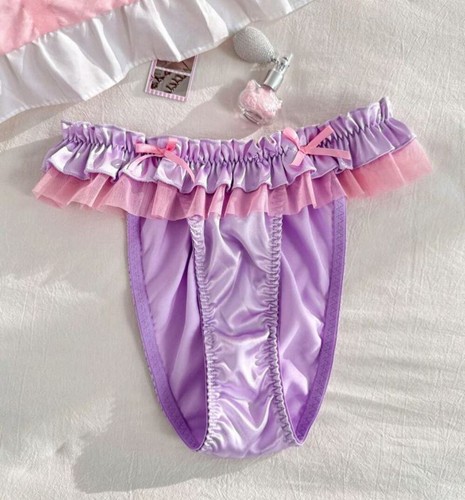 Lilac satin lace frilly - lace,