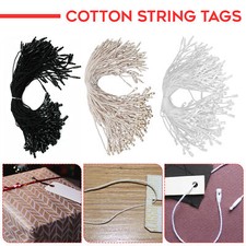 Cotton String Hang Tags for Clothing Labels Snap Lock Jewellery 100-1000Pcs
