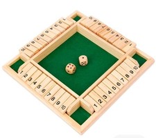 Wooden Shut The Box 4 Players Family Traditional Pub Dice Kids Puzzle Board Game