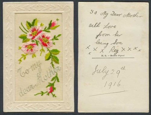 Ww1 silk embroidered - 1916, old