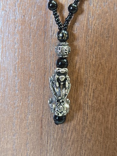 Obsidian kylin pendant - kylin, +