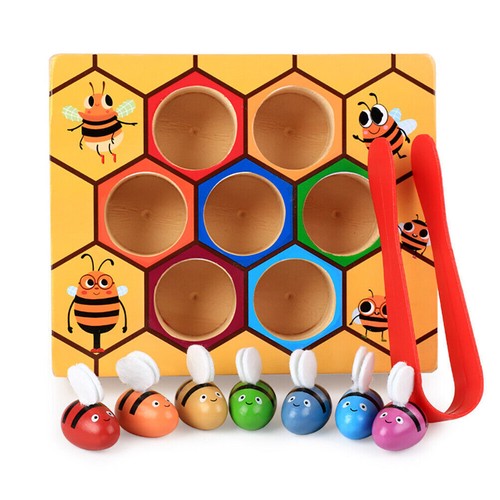 Wooden bee hive matching game - bee,