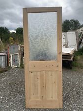 AE 01c ( 28 3/4 X 77 1/4 ) Old Original Period Pine Door with Acid Etched Glass