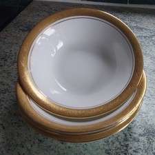 Set of 4 Aynsley Argosy gold rimmed dessert/cereal Bowls 