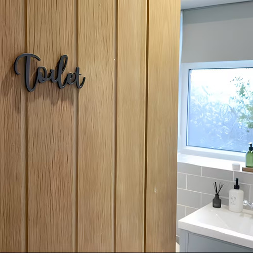 Toilet wooden script sign - wooden,