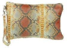 Genuine Italian Leather Snake Metallic Vera Pelle Clutch Bag Shimmer Handbag