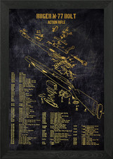ruger m77 bolt Framed Wall Art