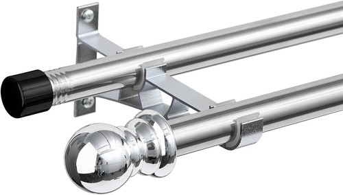 Extendable double curtain pole - double,
