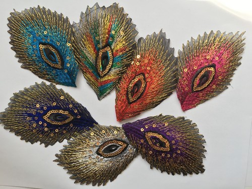 Sequined peacock tail applique