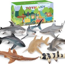 8PCS SHARK TOYS OCEAN SEA ANIMAL FIGURES BATH TOY CAKE TOPPER FOR KIDS GIFT BEST