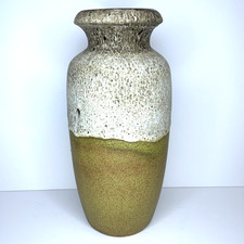 Scheurich West Germany 291-45 Pottery Earthenware Vase Two Tone Drip Glaze 18"
