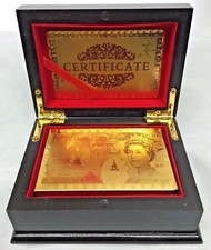 24K Gold Plated Playing Cards Poker Game Deck Wooden Gift Box 99.9% Certificate