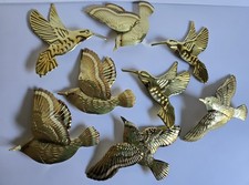 Home Interiors Gold Tone Birds in Flight 3 Wall Plaque Set Vintage 