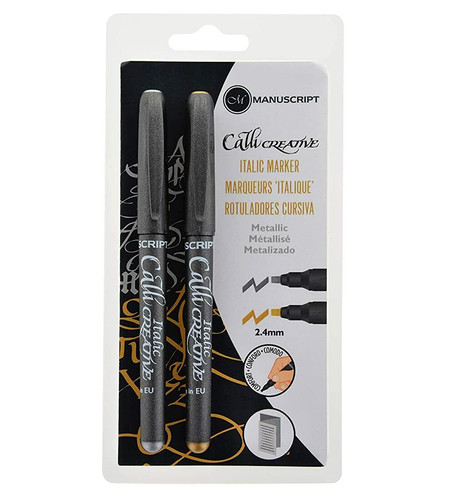 Gold silver italic marker - silver,