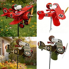 Cartoon Pilot Flying Biplane