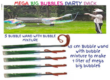 Mega Big Bubbles Party Pack – 5 Wands & Mix! Giant Bubble Outdoor Fun Gift