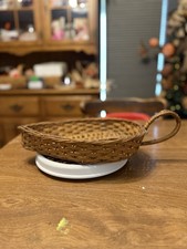 Vintage Teardrop Shaped Decorative Wicker Basket W/Handle