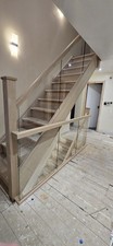 Glass wood bannister - &,
