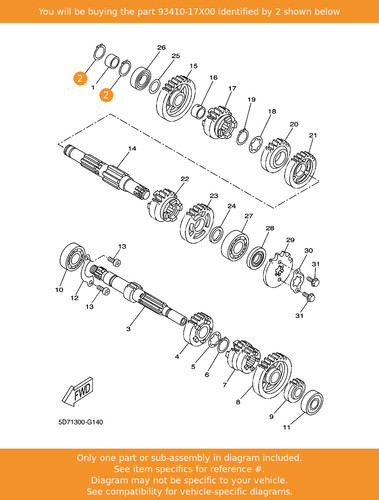 Yamaha circlip 93410 - yamaha, 93410-17x00