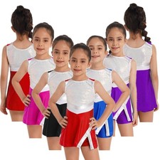 UK Kid's Girl's Cheer Leader Uniform Set Gymnastics Dance Dress with Shorts