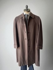 Vintage Simon Ackerman Cappotto In Lana Vergine Marrone Houndstooth Taglia 50 L