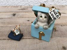 Pair of Cat Ornaments Leonardo With Love 1997 & Peter Fagan Pop to the Shop 1995