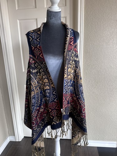 Woven bohemian vest with - bohemian,