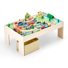 VEVOR Train Table 84 PCS Wooden Kids Activity Table with Collapsible Storage Bin