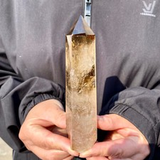 225G Natural large Tea-coloured crystal obelisk quartz energy column healing