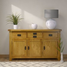 Cotswold Oak Large Sideboard / 137cm Solid Storage Cabinet / Dining Room