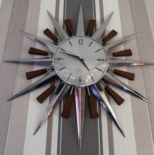 Metamec sunburst clock silver - sunburst,