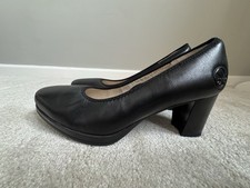 RIEKER 'ANTISTRESS' BLACK LEATHER COURT SHOES SIZE 37 / 4, PADDED INSOLE, VGC