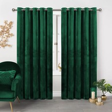 Heavy Thick Crushed Velvet Curtains Pair Eyelet Ring Top Fully Lined Ready Made