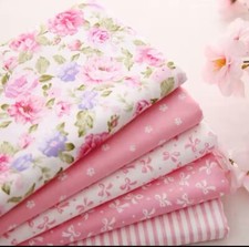 5pcs Pink Rose Floral Cotton