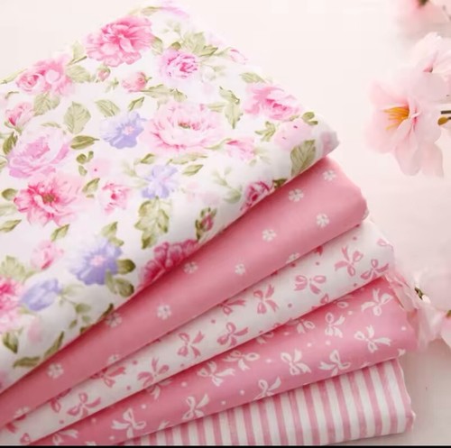 5pcs pink rose - pink, cotton