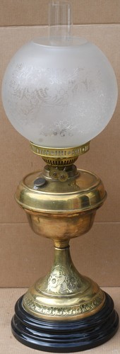 Large old brass oil lamp - large,