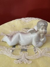 Vintage NAO by Lladro Figurine 5” Angel Laying Down, Retired